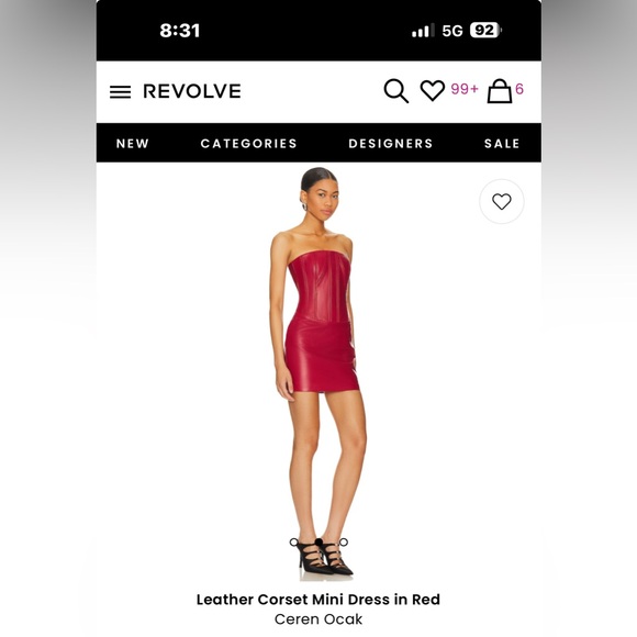 revolve red leather dress Ronny Kobo Dresses